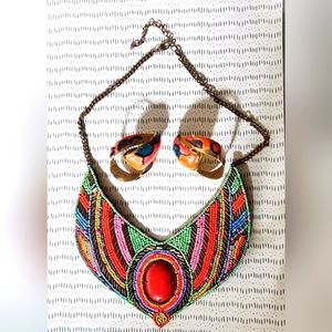 Hand Matched Beaded Necklace and Vintage Earrings